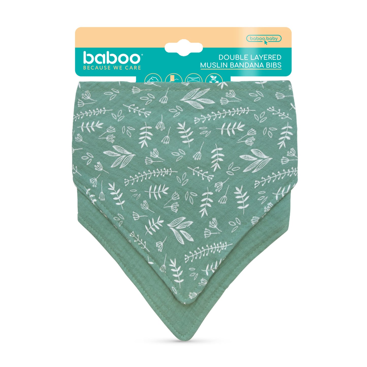 Baboo® bandane muselina dublu strat 2 buc. Green