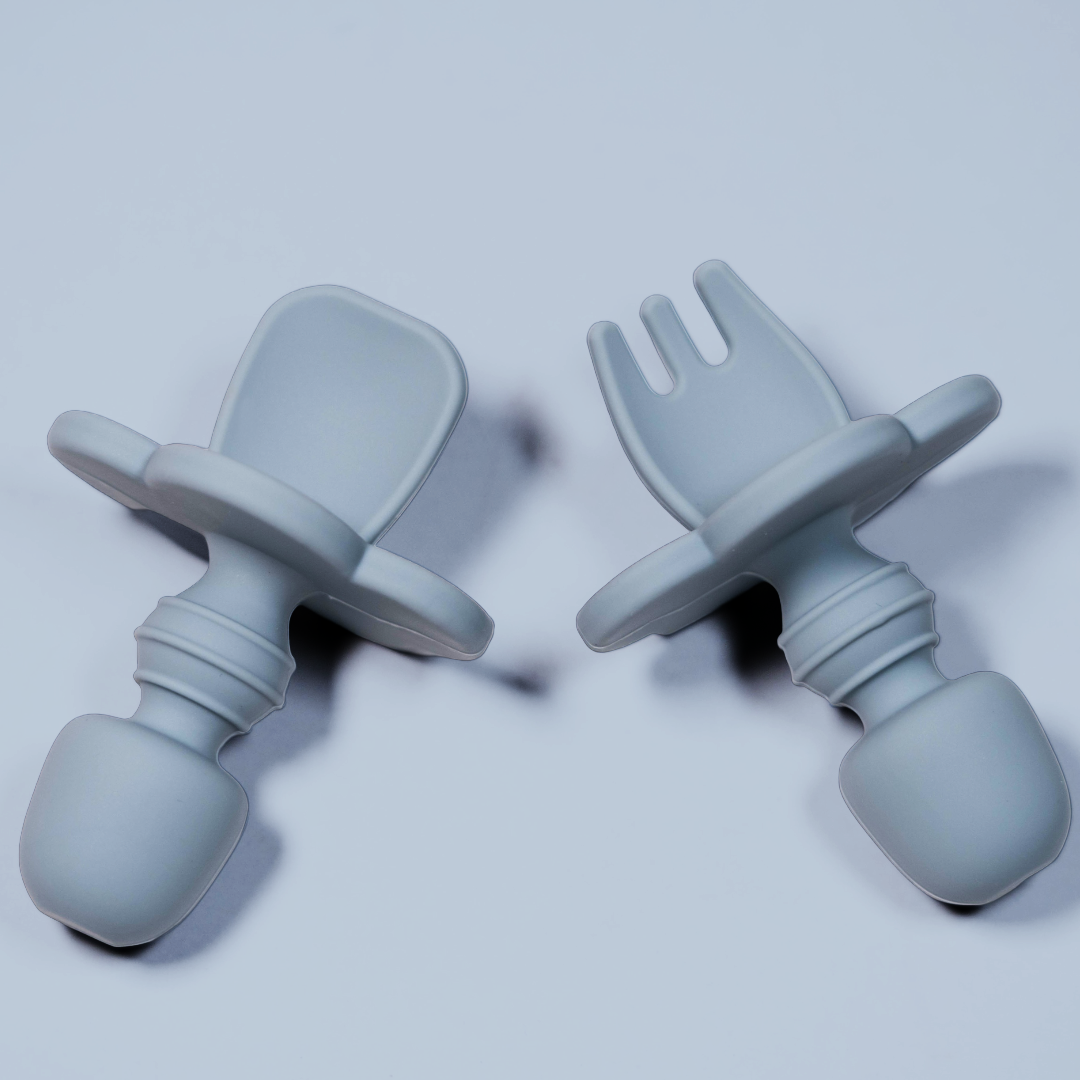 Set 2 piese Mini Furculita și Lingurita Silicon Ocean Blue
