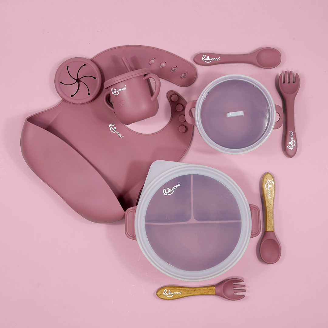 Set Lulushop Diversificare si Hranire 9 piese - Baby's needs - Pink Daisy