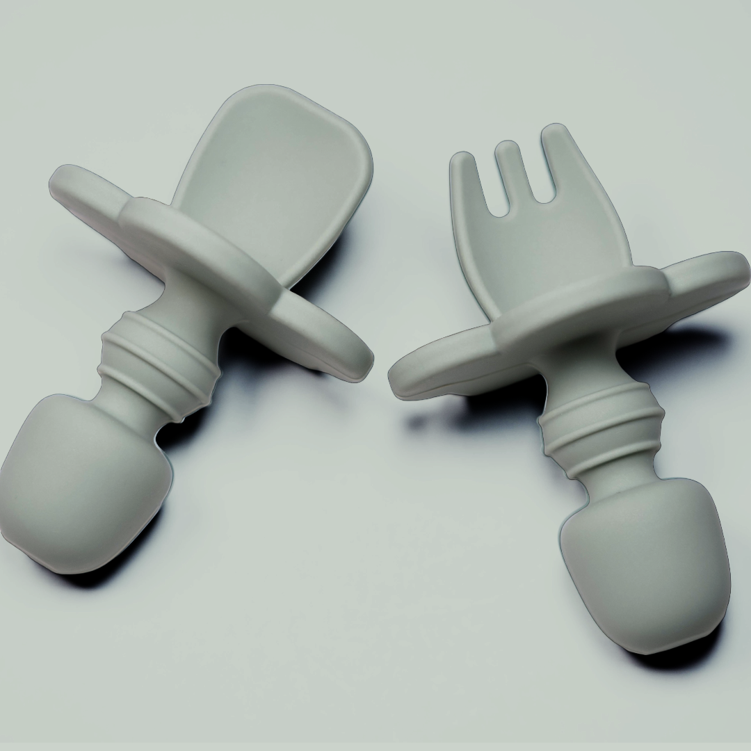 Set 2 piese Mini Furculita și Lingurita Silicon Forest Green