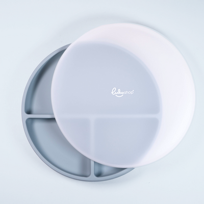 Farfurie Silicon Rotunda cu Capac Ocean Blue