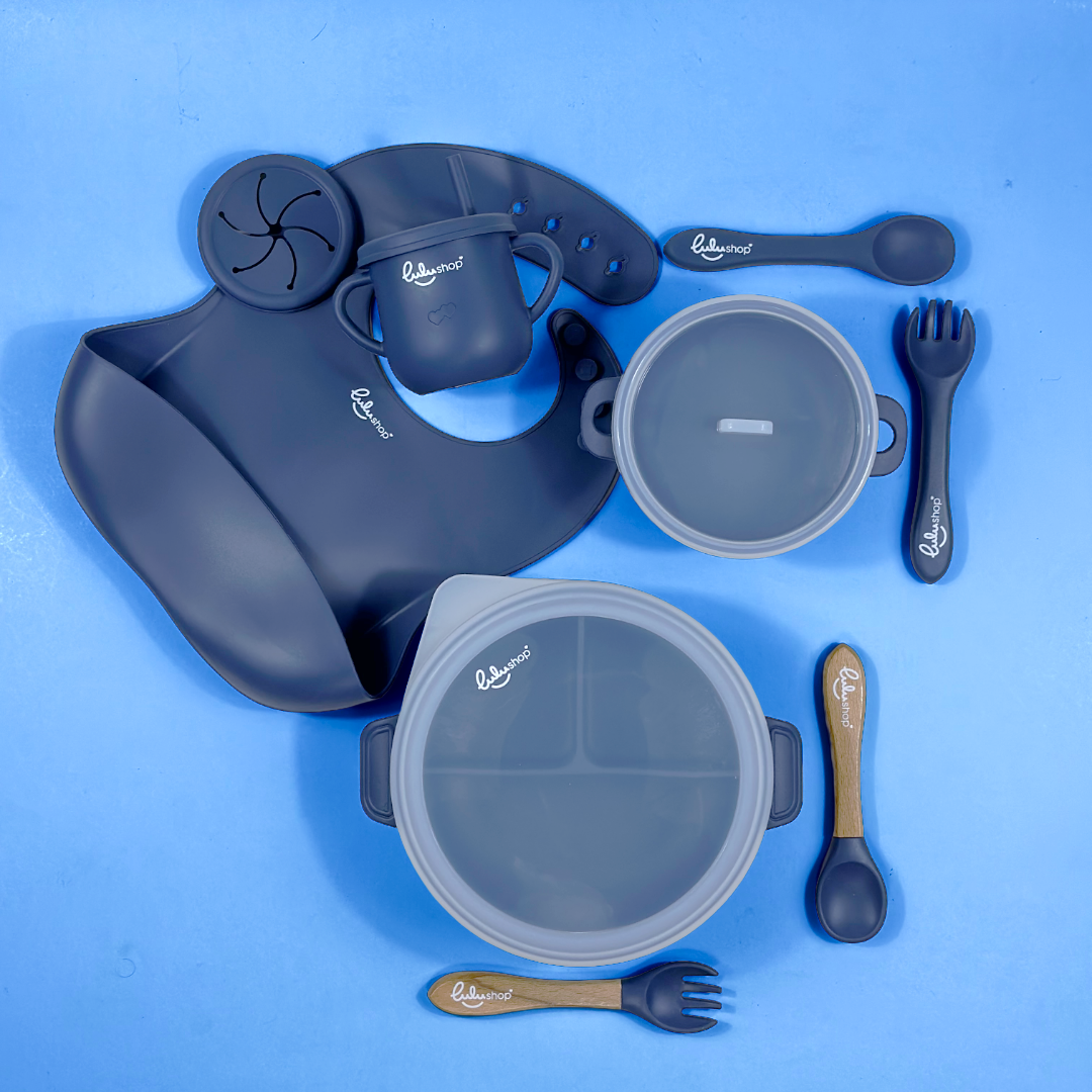 Set Lulushop Diversificare si Hranire 9 piese - Baby's needs - Marble Blue
