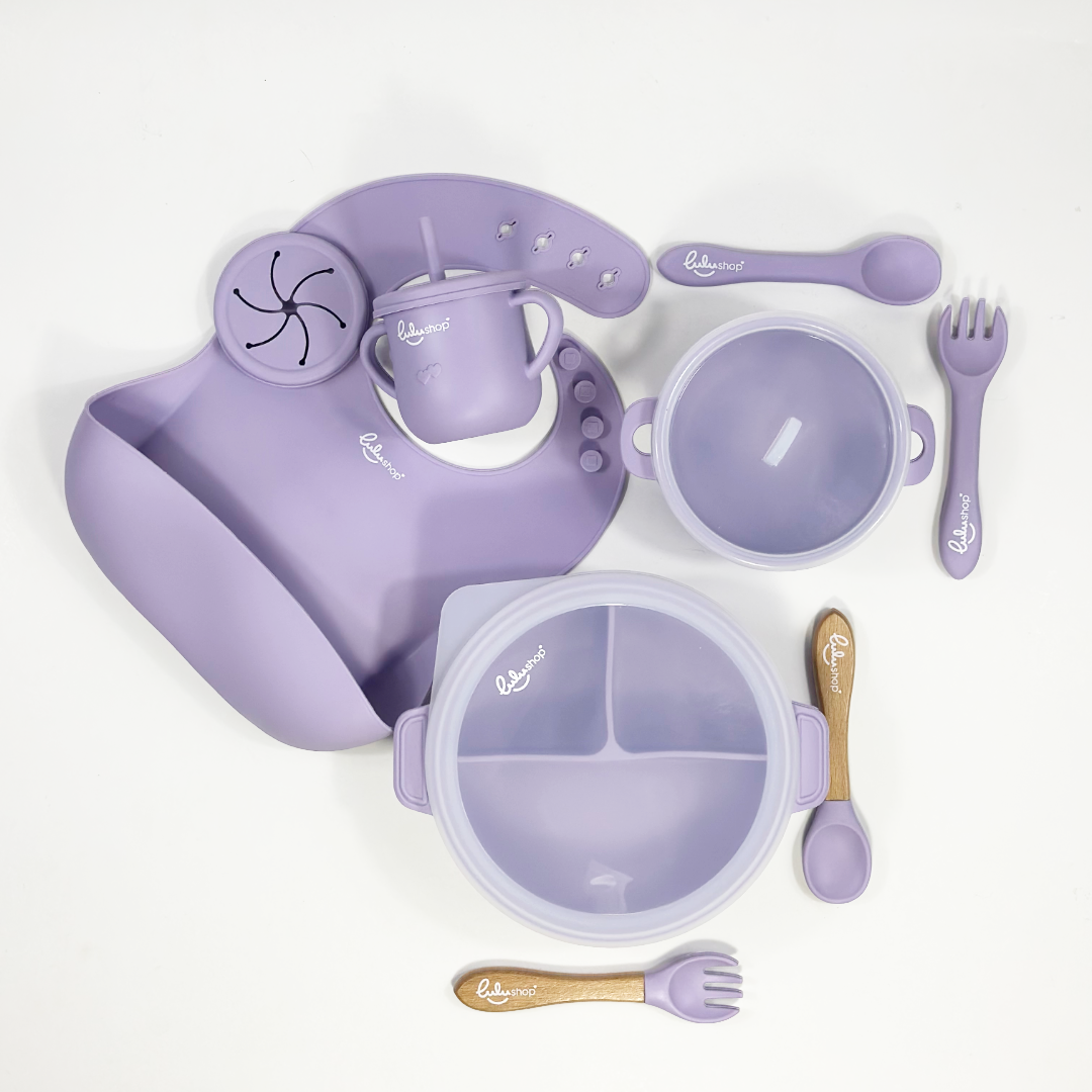 Set Lulushop Diversificare si Hranire 9 piese - Baby's needs - Lavander Mist