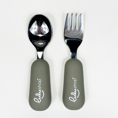 Set 2 piese Furculita și Lingurita Invatare Forest Green