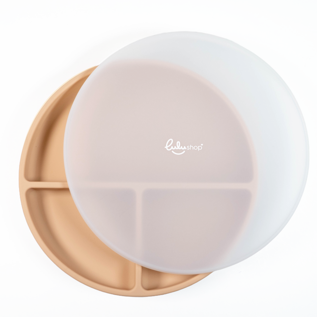 Farfurie Silicon Rotunda cu Capac Cream Apricot