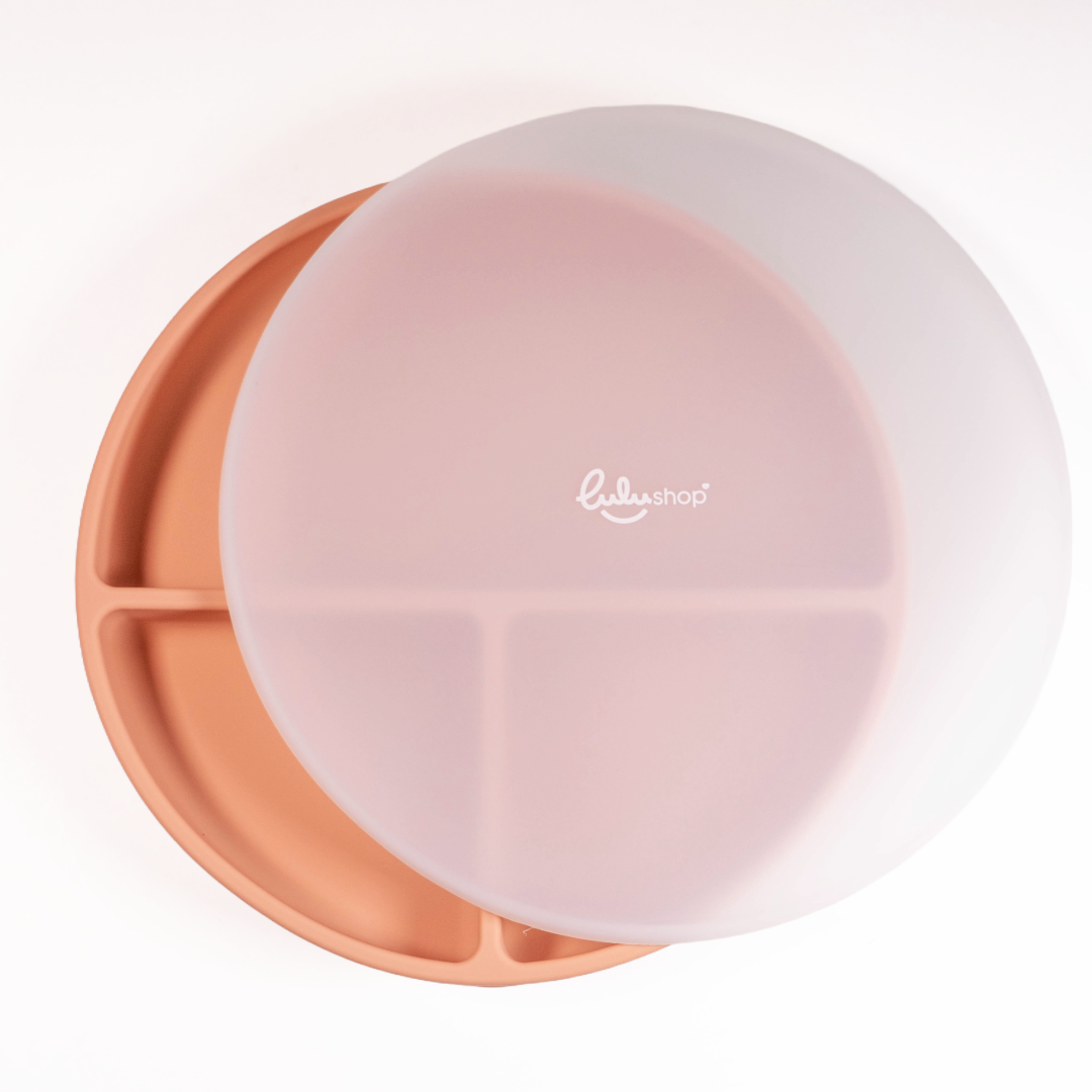 Farfurie Silicon Rotunda cu Capac Peach Orange