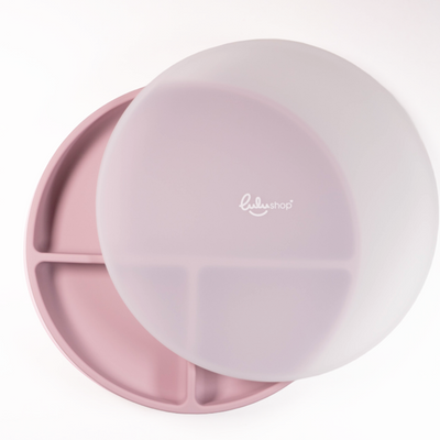Farfurie Silicon Rotunda cu Capac Dusty Pink