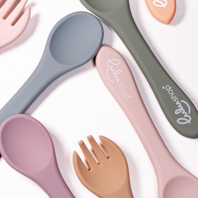 Set 2 piese Furculita și Lingurita Silicon Ocean Blue