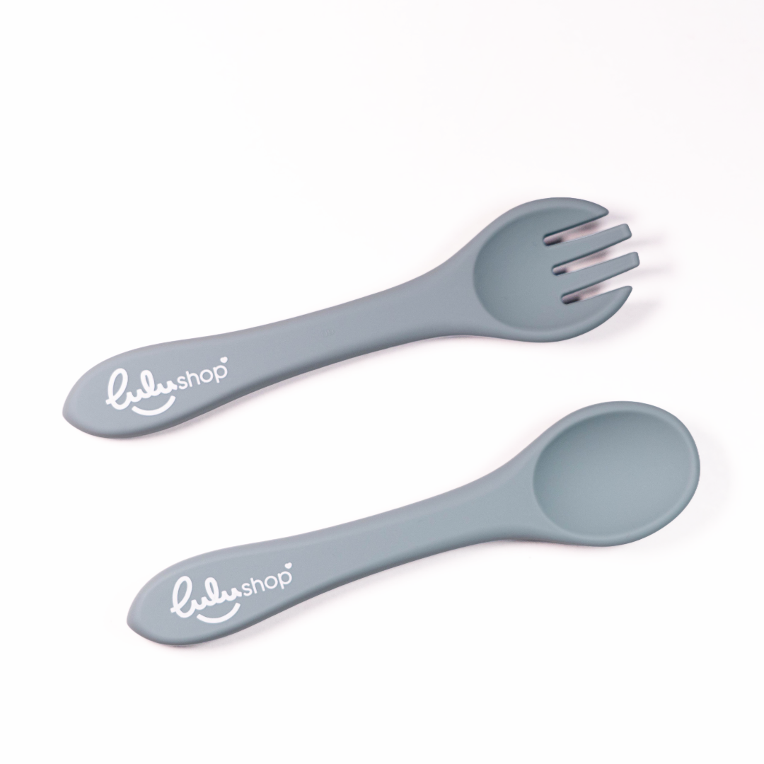 Set 2 piese Furculita și Lingurita Silicon Ocean Blue