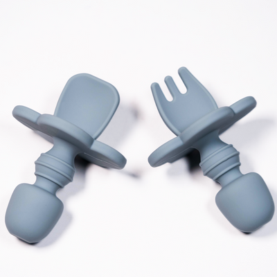 Set 2 piese Mini Furculita și Lingurita Silicon Ocean Blue