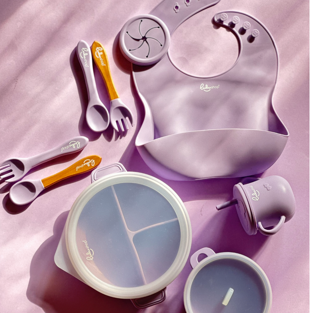 Set Lulushop Diversificare si Hranire 9 piese - Baby's needs - Lavander Mist
