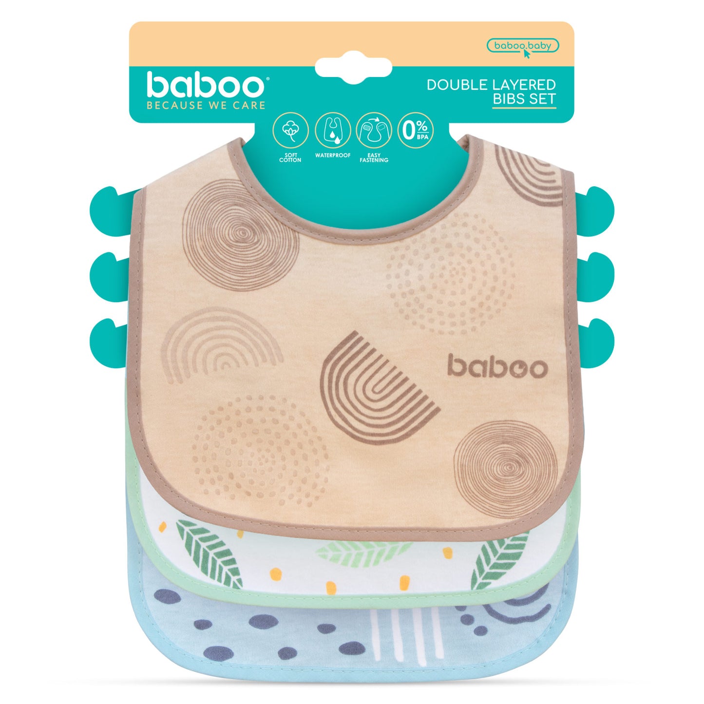 Baboo® Set 3 bavete dublu stratificate, impermeabile, 0 luni+