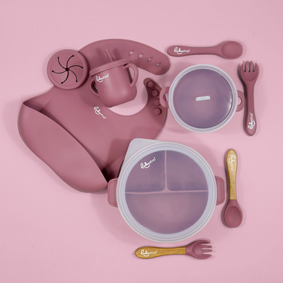Set Lulushop Diversificare si Hranire 9 piese - Baby's needs - Pink Daisy