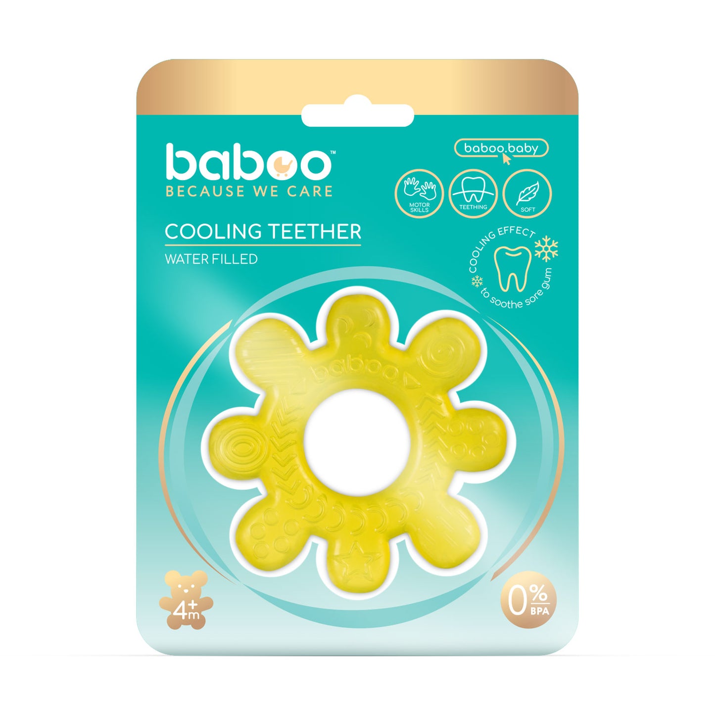 Baboo® Inel gingival, jucarie dentitie, galben, 4 luni+