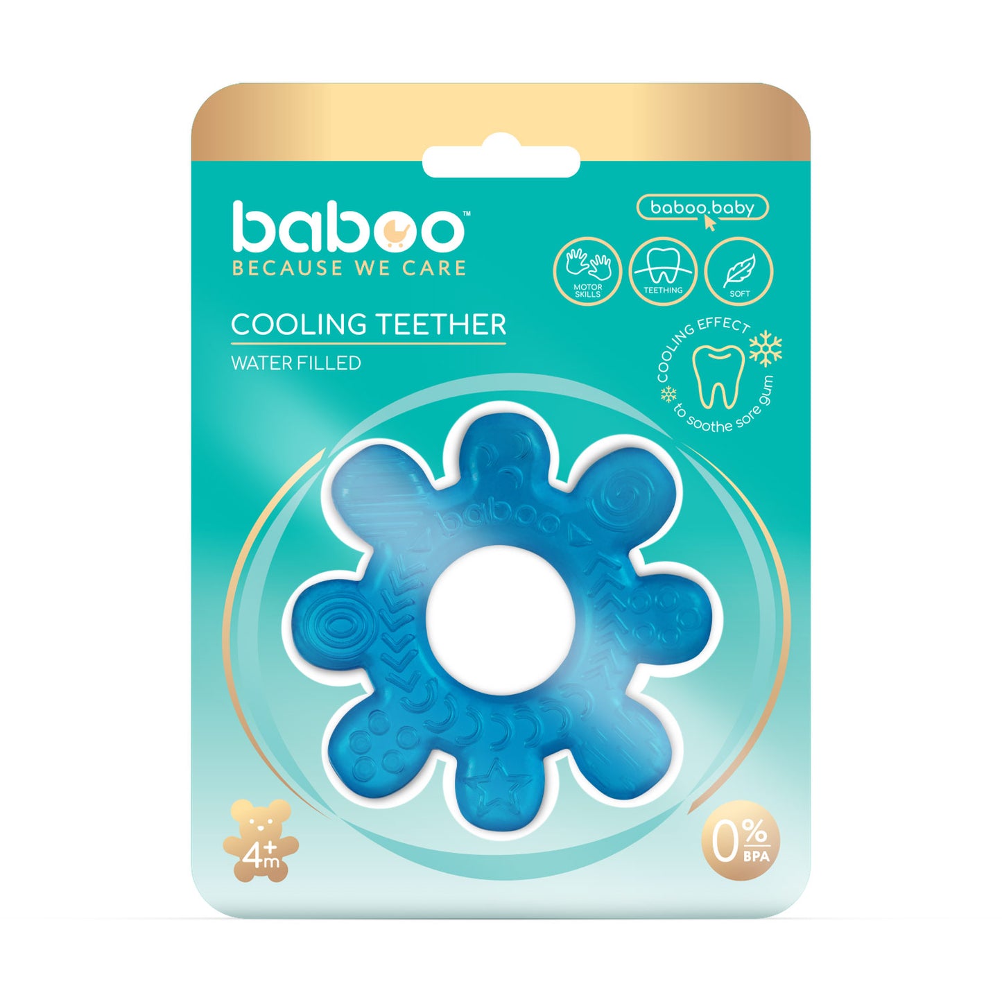 Baboo® Inel gingival, jucarie dentitie, albastru, 4 luni+