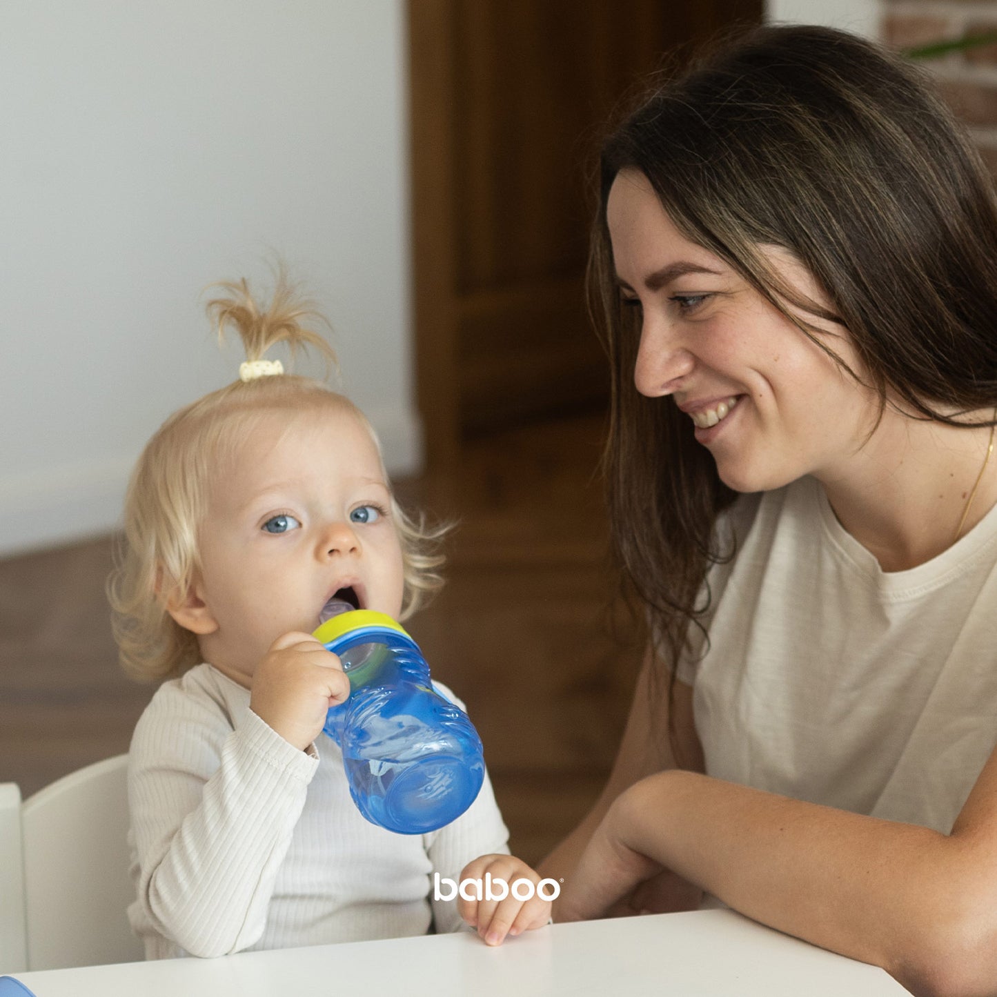 Baboo® cană cu guriță din silicon 260 ml Blue 6+ luni