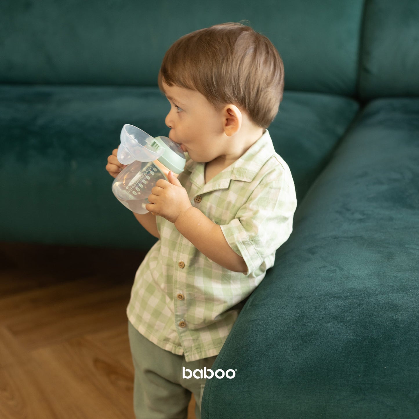 Baboo® cană cu guriță din silicon 260 ml Peachy 6+ luni