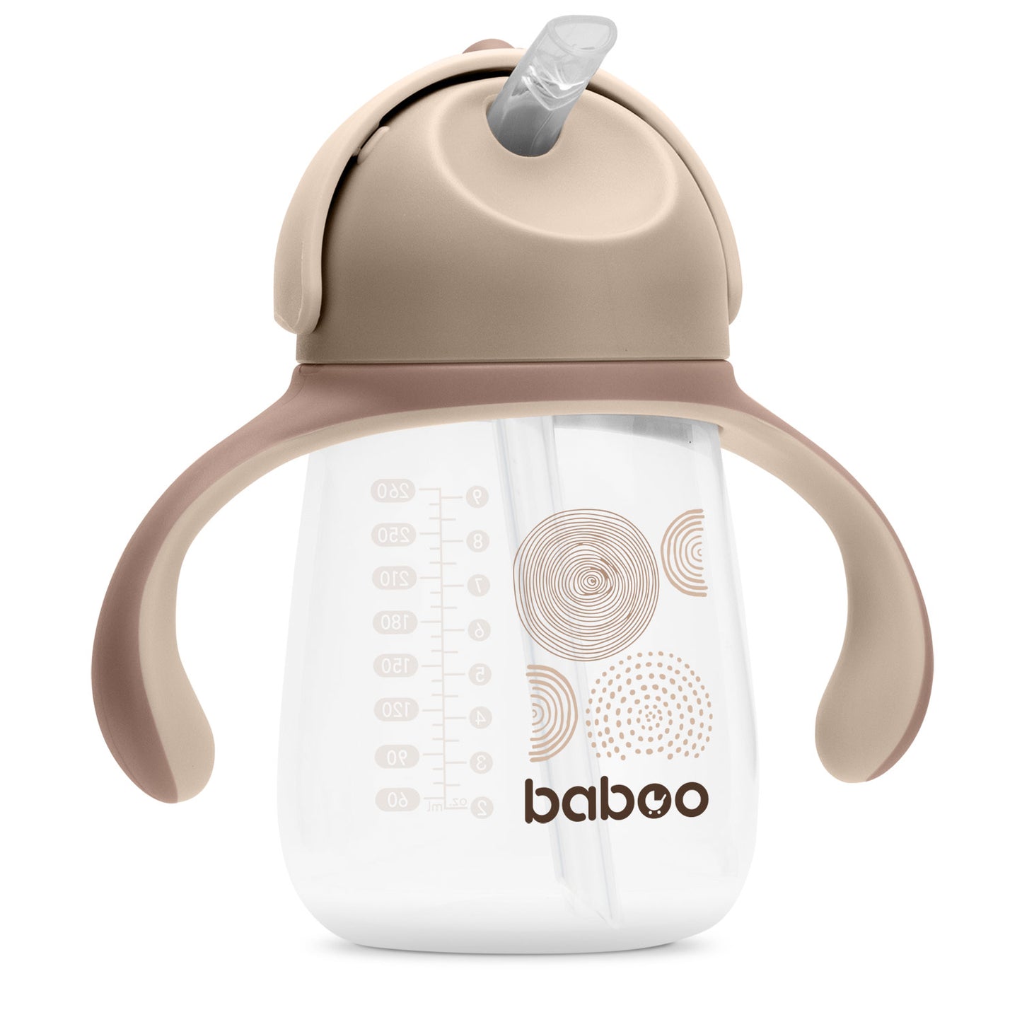 Baboo® cană cu pai din silicon 260 ml Cacao Au Naturale 9+ luni