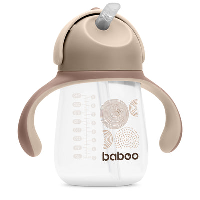 Baboo® cană cu pai din silicon 260 ml Cacao Au Naturale 9+ luni