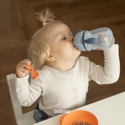 Baboo® cană cu pai din silicon 260 ml Blue Haze 9+ luni