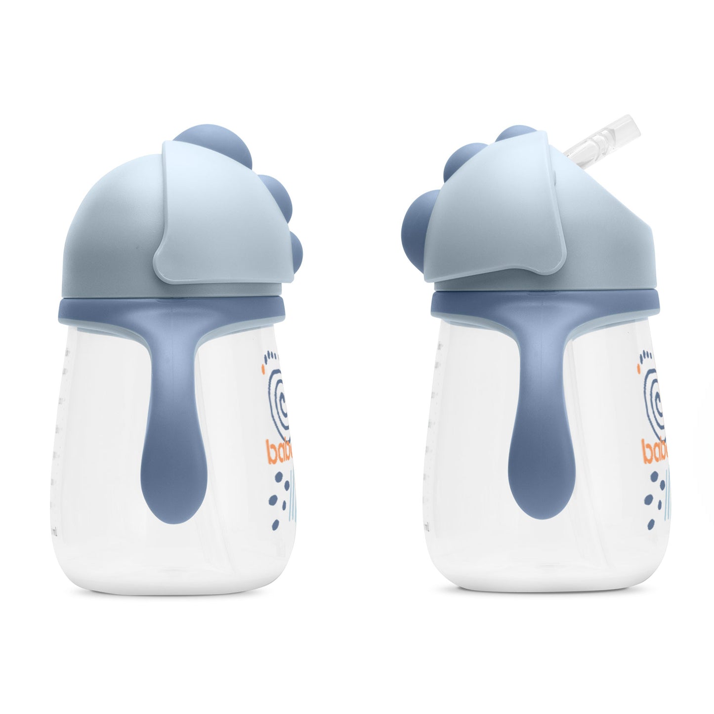 Baboo® cană cu pai din silicon 260 ml Blue Haze 9+ luni