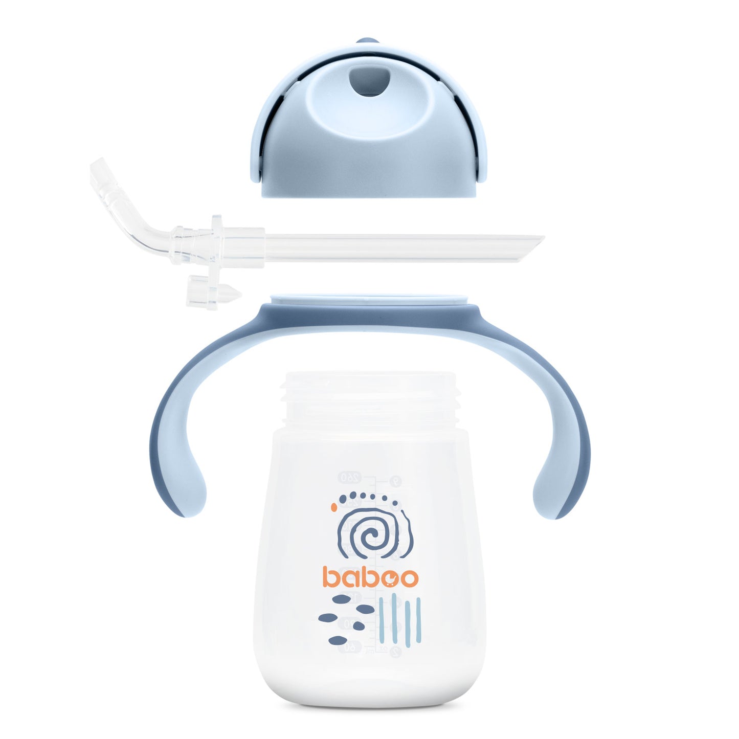 Baboo® cană cu pai din silicon 260 ml Blue Haze 9+ luni
