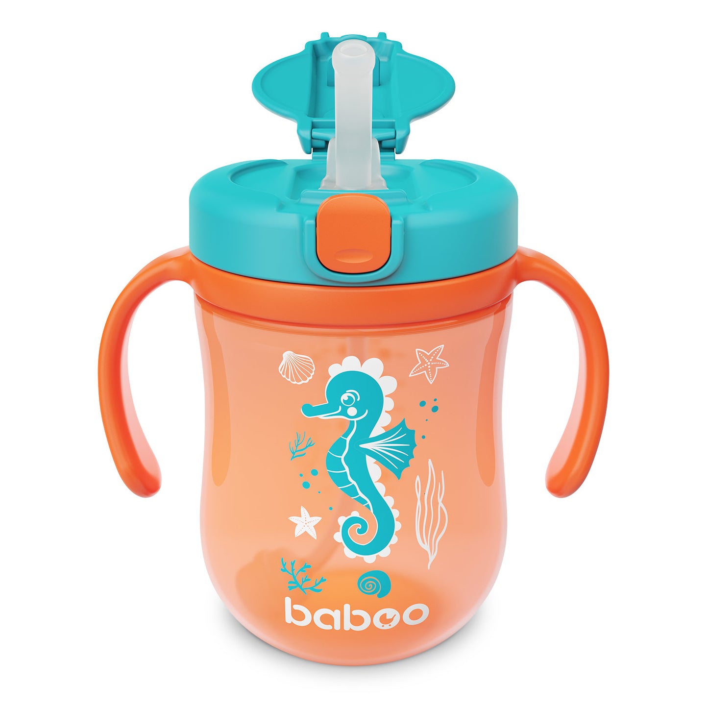 Baboo® cana cu pai din silicon Sea Life 300 ml 9+ luni