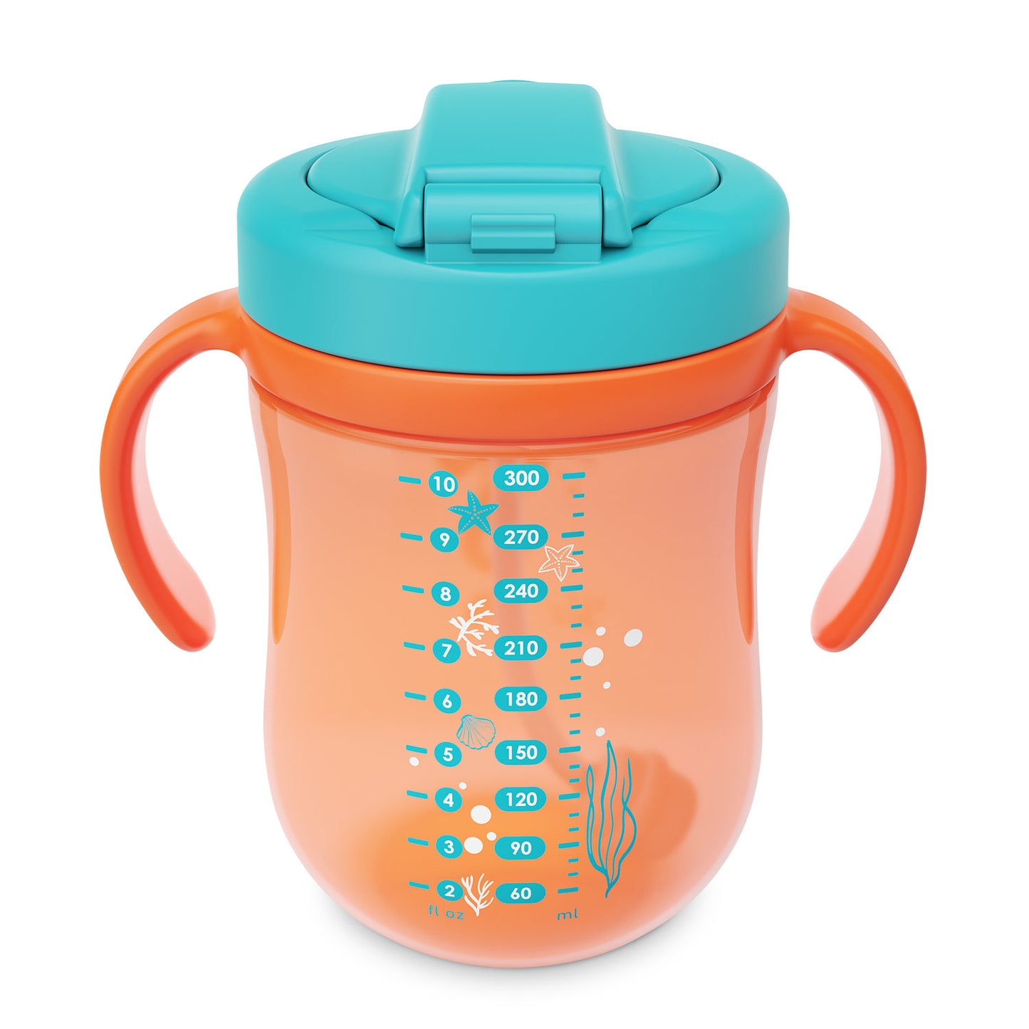 Baboo® cana cu pai din silicon Sea Life 300 ml 9+ luni