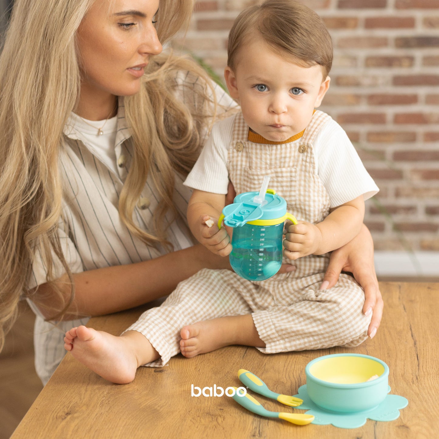 Baboo® cana cu pai din silicon Lagoon Fiesta 300 ml 9+ luni