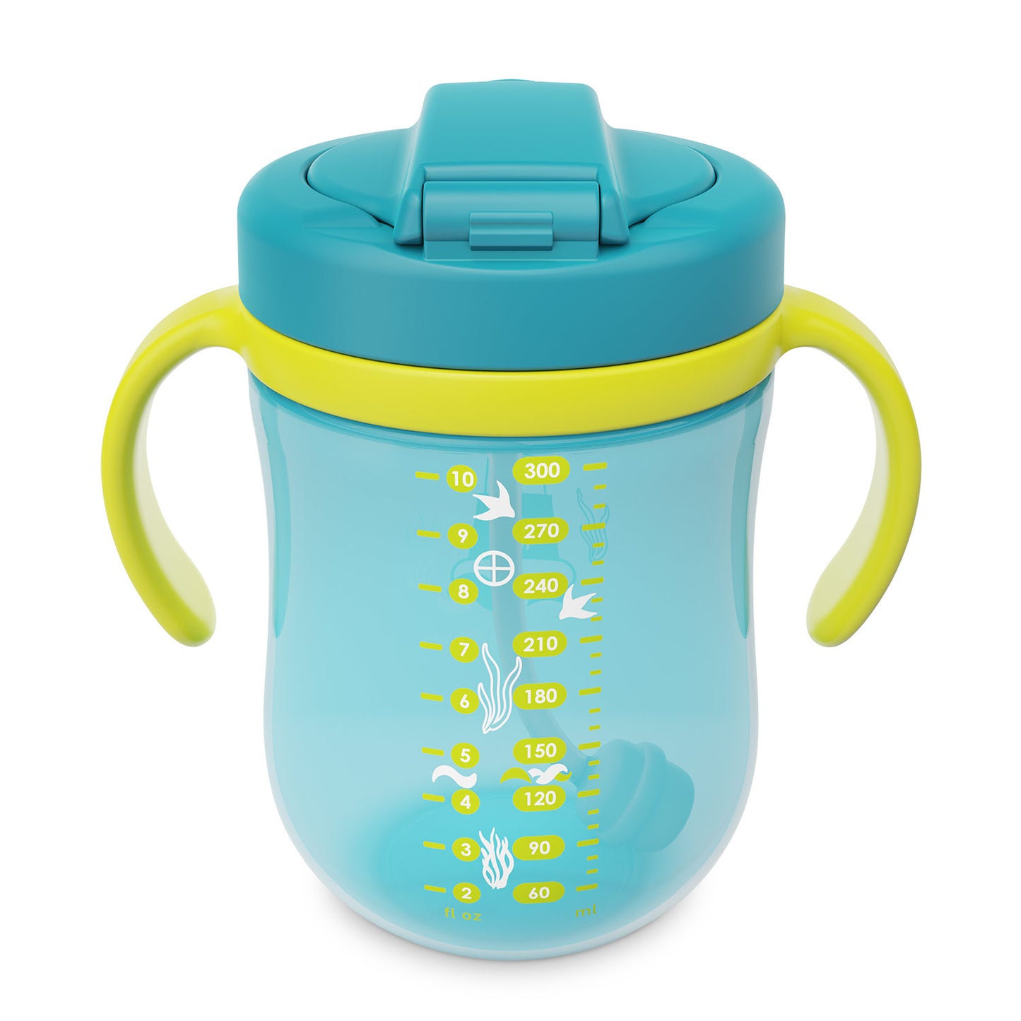 Baboo® cana cu pai din silicon Lagoon Fiesta 300 ml 9+ luni