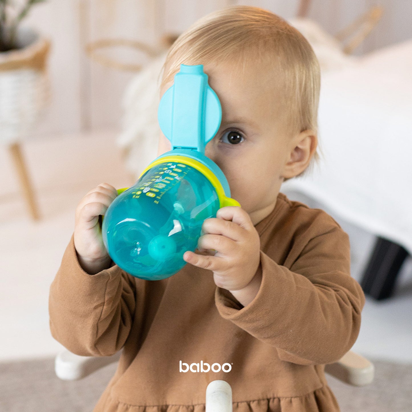 Baboo® cana cu pai din silicon Lagoon Fiesta 300 ml 9+ luni