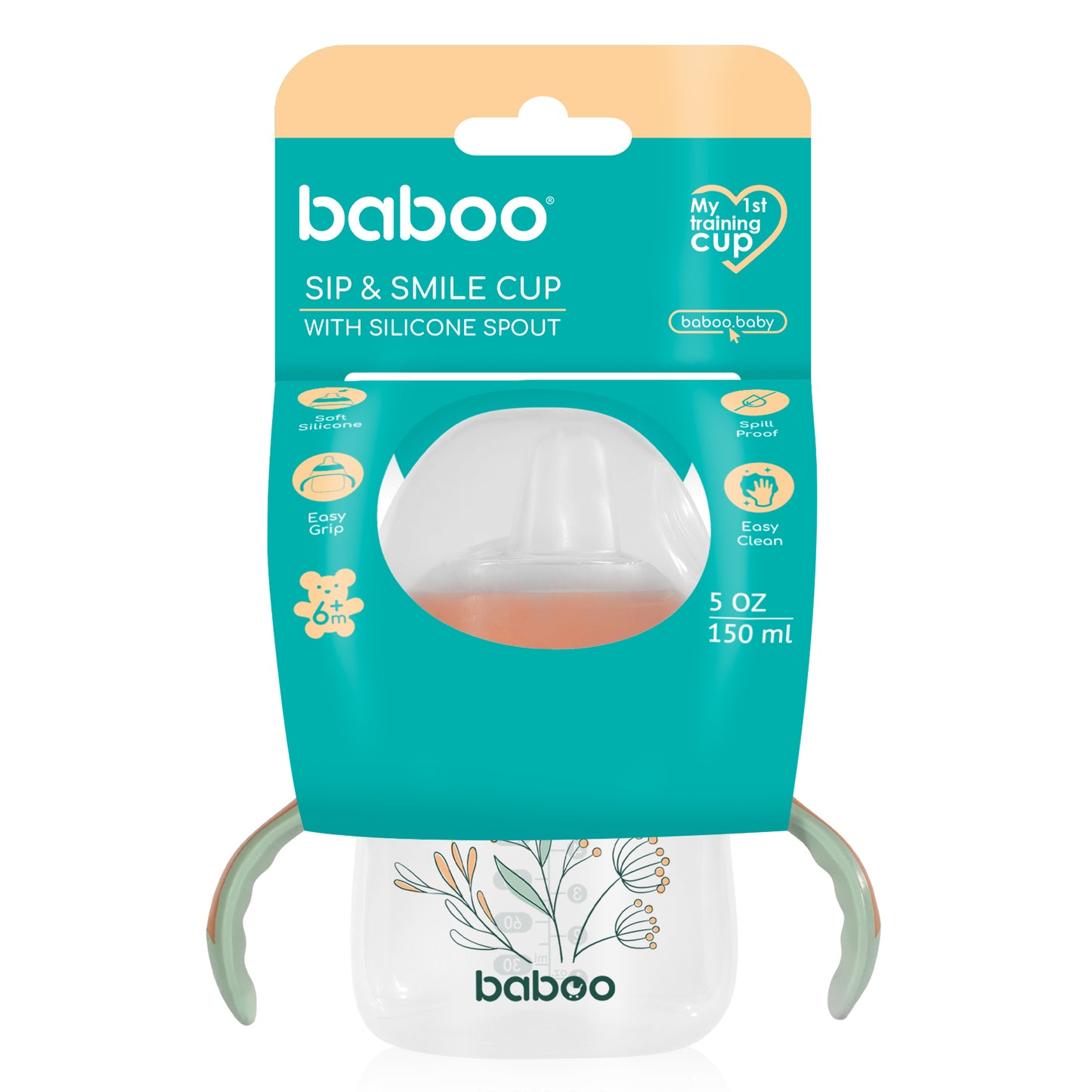 Baboo® Căniță  cu guriță din silicon, 150 ml, 6 luni+