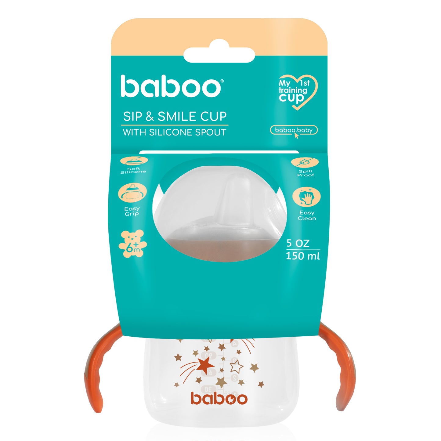 Baboo® Căniță  cu guriță din silicon, 150 ml, 6 luni+