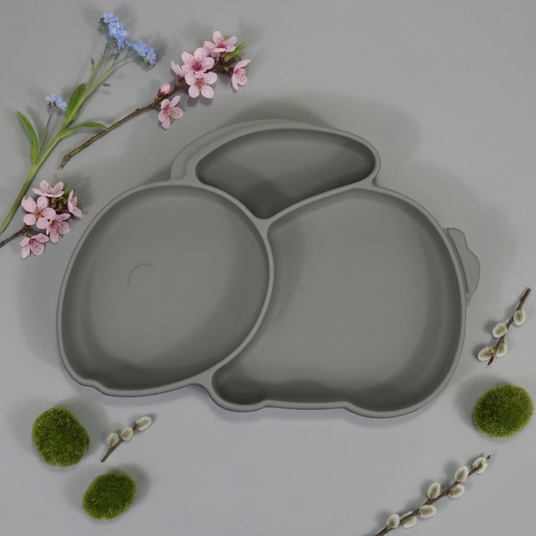 Farfurie Silicon Tip Iepuras Dark Grey