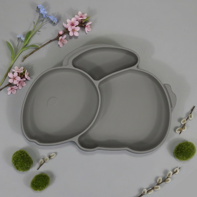 Farfurie Silicon Tip Iepuras Dark Grey