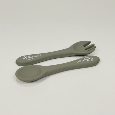 Set 2 piese Furculita și Lingurita Silicon Bambus Green