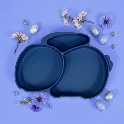 Farfurie Silicon Tip Iepuras Marble Blue