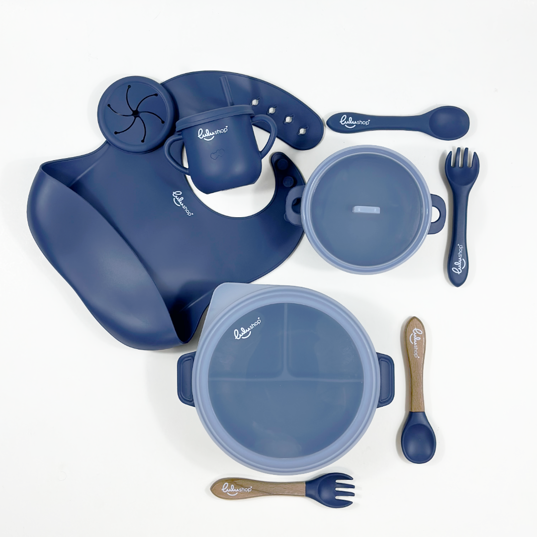Set Lulushop Diversificare si Hranire 9 piese - Baby's needs - Marble Blue