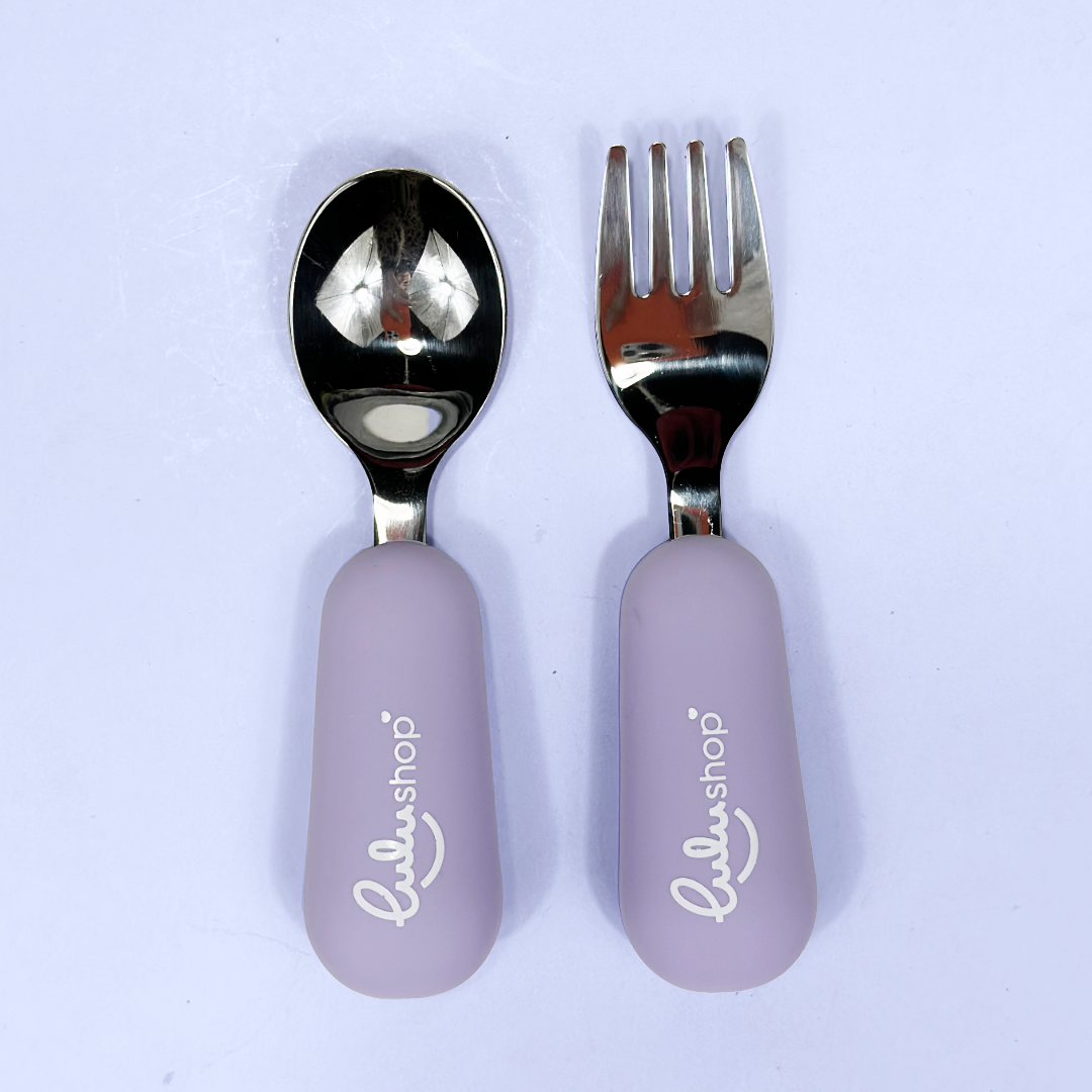Set 2 piese Furculita și Lingurita Invatare Lavander Mist