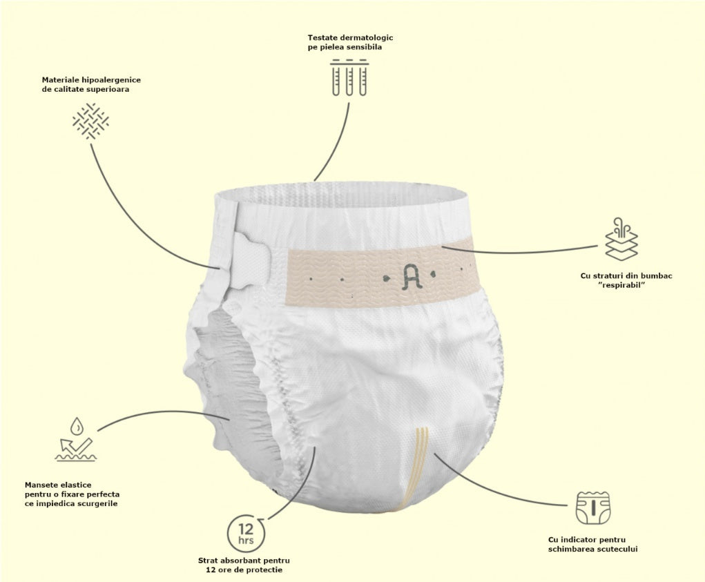 Agnotis® Scutece hipoalergenice Supreme, marimea nr. 5, 13-17 kg, 38 bucati
